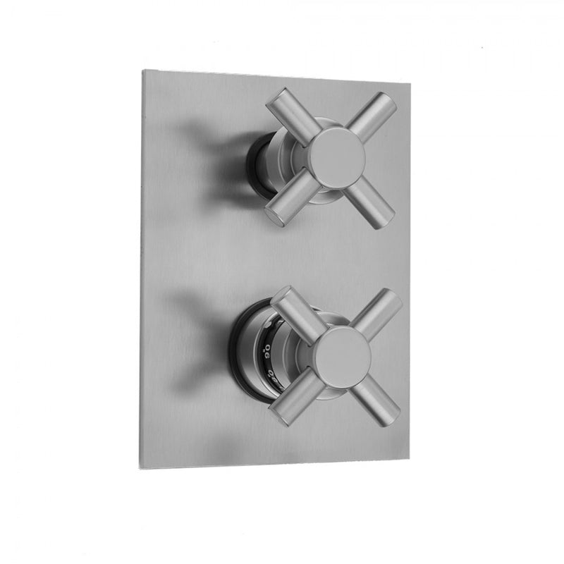 Jaclo T7532 Rectangle Plate with Contempo Cross Thermostatic Valve with Contempo Cross Built-in 2-Way Or 3-Way Diverter/Volume Controls