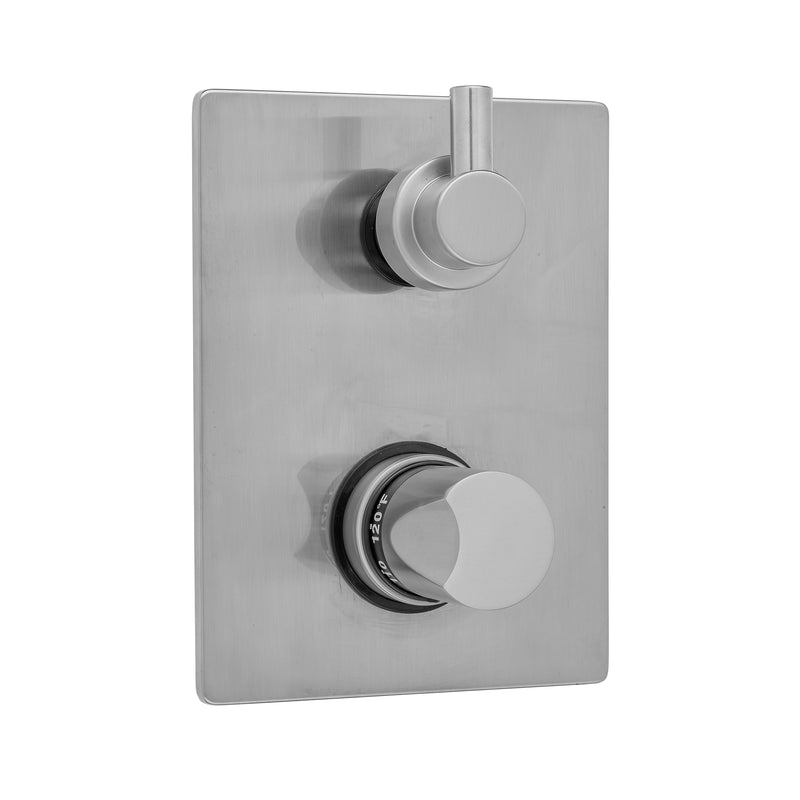 Jaclo T7539 Rectangle Plate with Thumb Thermostatic Valve with Contempo Short Peg Lever Built-in 2-Way Or 3-Way Diverter/Volume Controls